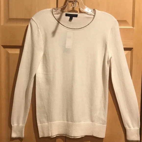 New XS Banana Republic Cream Crew Neck Sweater - Picture 1 of 8